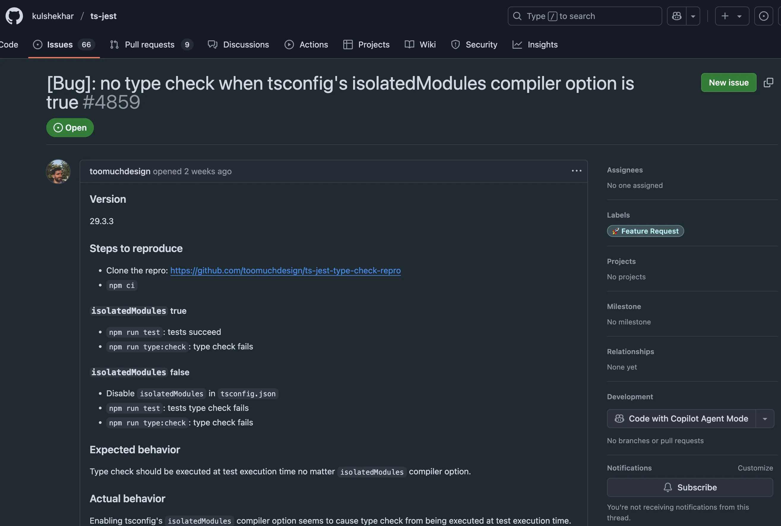 Confusion around isolatedModules flag in ts-jest