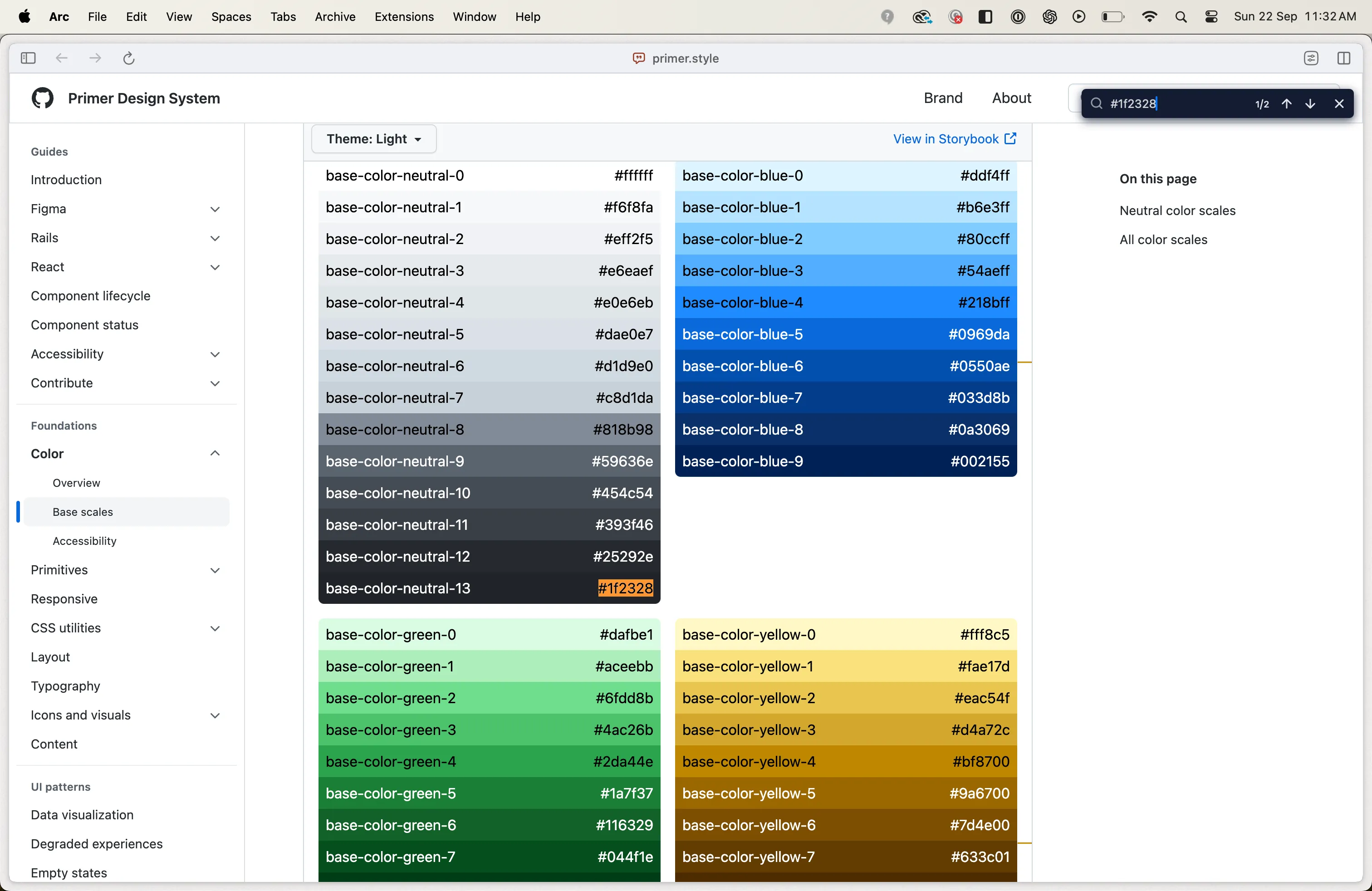 Finding what the corresponding base colour token using Primer&#x27;s base scales resource