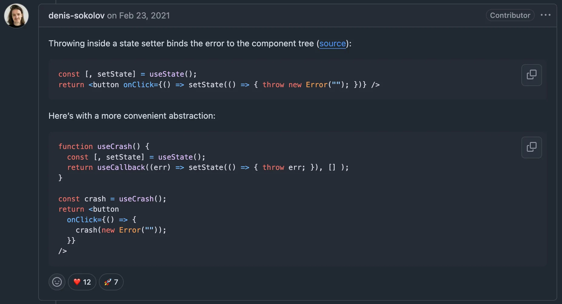 Workaround for handling async errors in React components